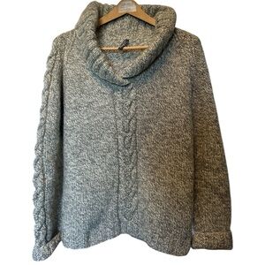 Cozy Gray Cable Knit Cowl Neck Sweater